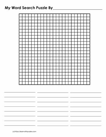 23 x 23 Blank Word Search